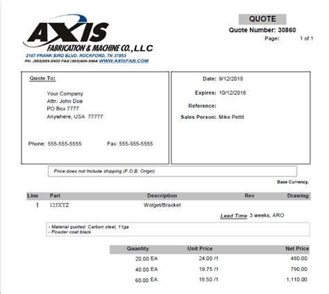 cnc machined parts quote|cnc machining quote template.